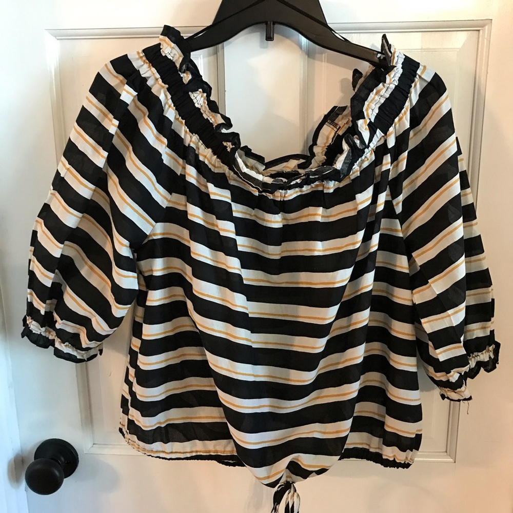 Who What Wear Striped Off Shoulder Top